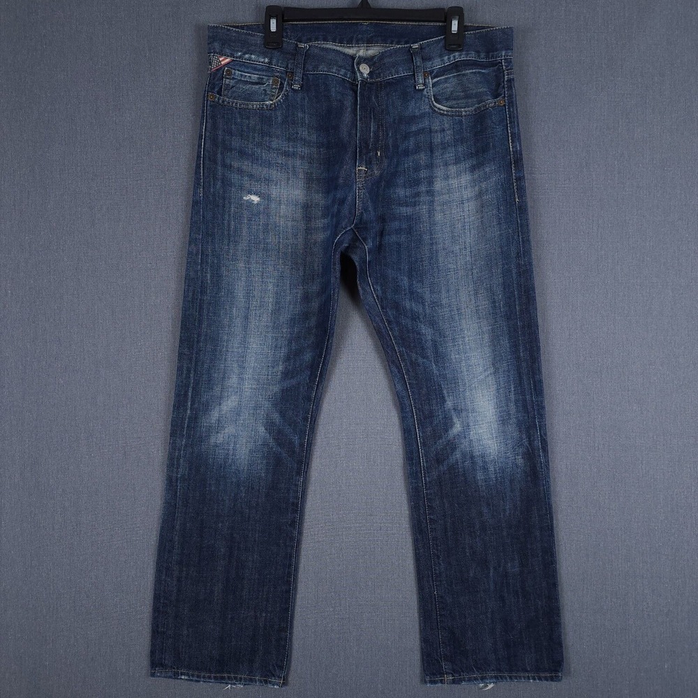 Ralph Lauren Denim Supply Jeans Men 34x30 (Fits 35x30) Distressed Straight Denim - Picture 1 of 14